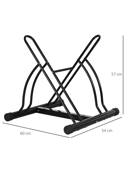 HOMCOM 2 Bike Floor Parking Stand Rack Indoor Outdoor Ground Reversible - Black