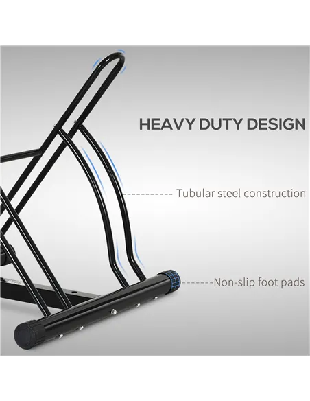 HOMCOM 2 Bike Floor Parking Stand Rack Indoor Outdoor Ground Reversible - Black