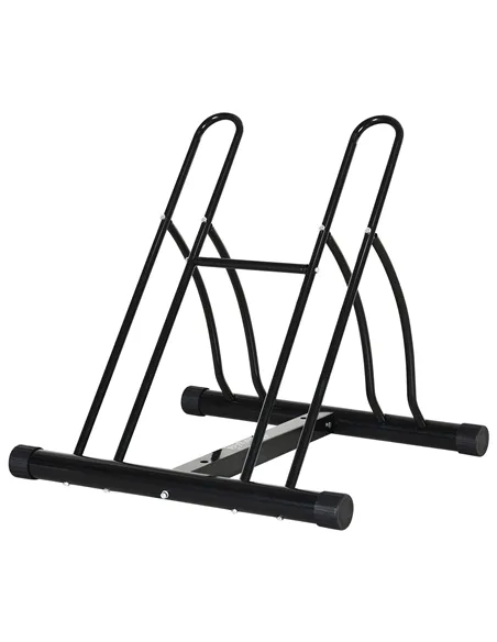 HOMCOM 2 Bike Floor Parking Stand Rack Indoor Outdoor Ground Reversible - Black