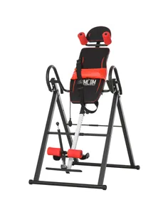 HOMCOM Gravity Inversion Table with Safety Belt Adjustable Hand Stand for Muscle Pain Relief, Red