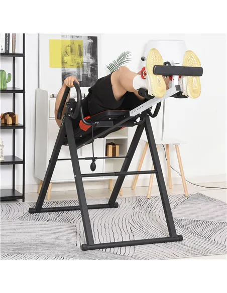 HOMCOM Gravity Inversion Table with Safety Belt Adjustable Hand Stand for Muscle Pain Relief, Red