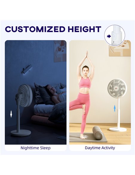 HOMCOM Pedestal Fan with Oscillating, Tilt, Adjustable Height, White