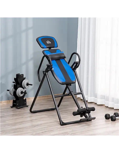 HOMCOM Foldable Gravity Inversion Table, Back Therapy Fitness Bench, with Soft Ankle Cushions, for Home