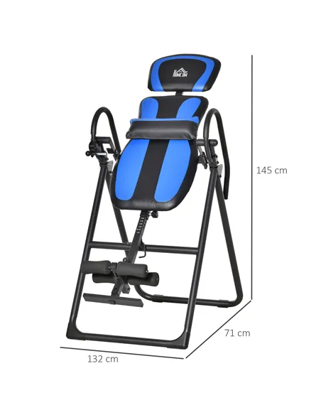 HOMCOM Foldable Gravity Inversion Table, Back Therapy Fitness Bench, with Soft Ankle Cushions, for Home