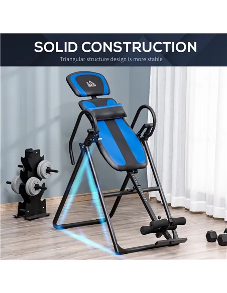 HOMCOM Foldable Gravity Inversion Table, Back Therapy Fitness Bench, with Soft Ankle Cushions, for Home