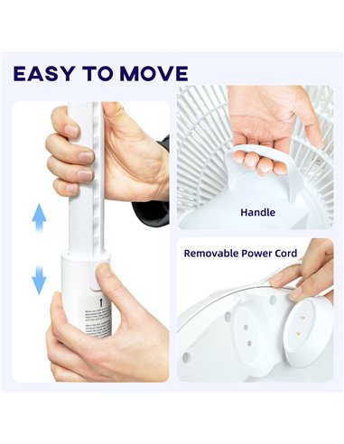 HOMCOM Pedestal Fan with Oscillating, Tilt, Adjustable Height, White