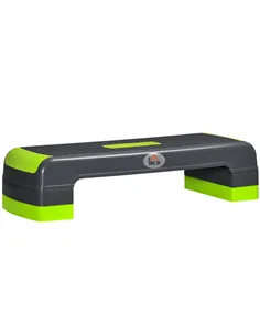HOMCOM Aerobic Step with 3-Level Adjustable Heights for Home, Office Exercise, Grey and Green