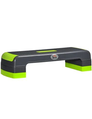 HOMCOM Aerobic Step with 3-Level Adjustable Heights for Home, Office Exercise, Grey and Green