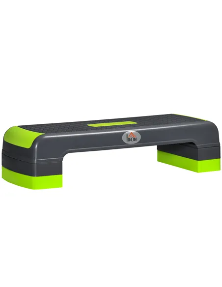HOMCOM Aerobic Step with 3-Level Adjustable Heights for Home, Office Exercise, Grey and Green