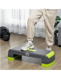 HOMCOM Aerobic Step with 3-Level Adjustable Heights for Home, Office Exercise, Grey and Green 2