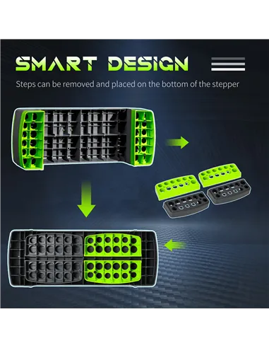 HOMCOM Aerobic Step with 3-Level Adjustable Heights for Home, Office Exercise, Grey and Green