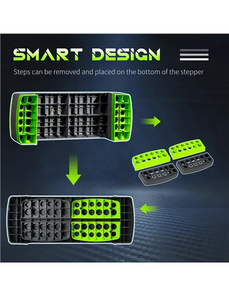 HOMCOM Aerobic Step with 3-Level Adjustable Heights for Home, Office Exercise, Grey and Green