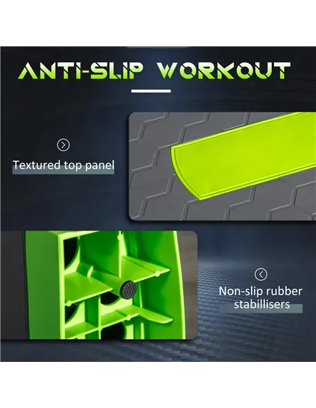 HOMCOM Aerobic Step with 3-Level Adjustable Heights for Home, Office Exercise, Grey and Green