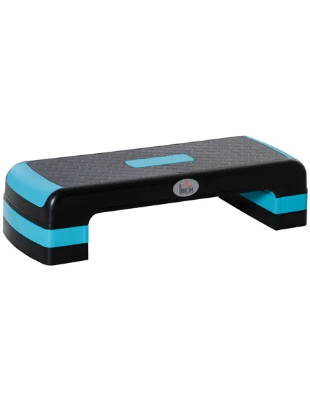 HOMCOM Aerobic Step with 3-Level Adjustable Heights for Home, Office Exercise, Black and Blue