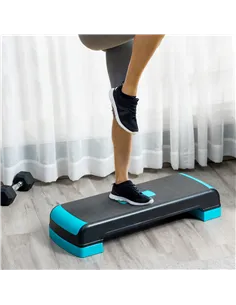 HOMCOM Aerobic Step with 3-Level Adjustable Heights for Home, Office Exercise, Black and Blue 2