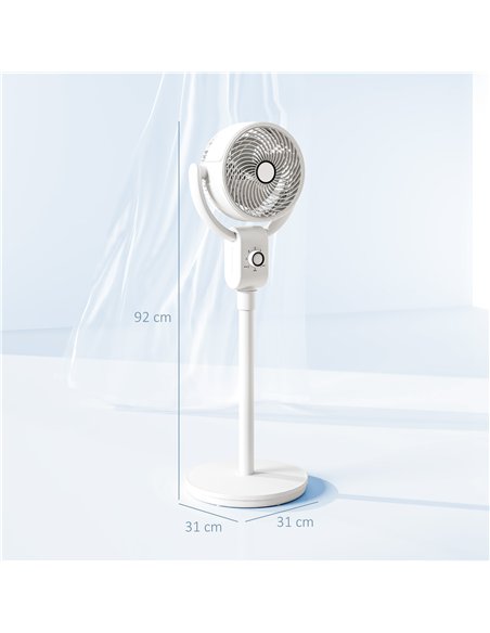 HOMCOM Pedestal Air Circulation Fan with Oscillating, White