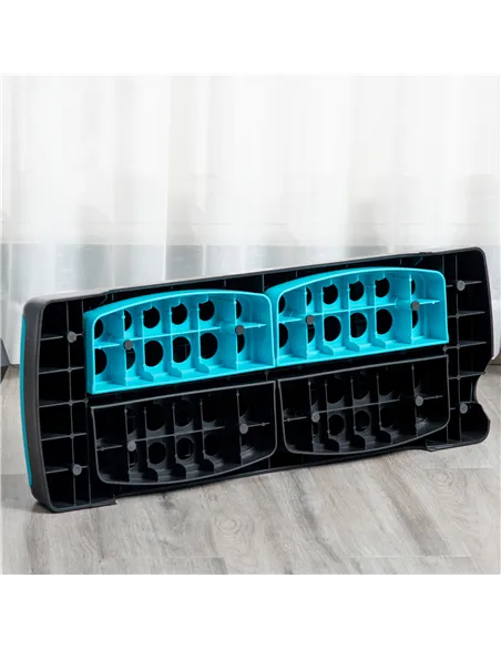 HOMCOM Aerobic Step with 3-Level Adjustable Heights for Home, Office Exercise, Black and Blue