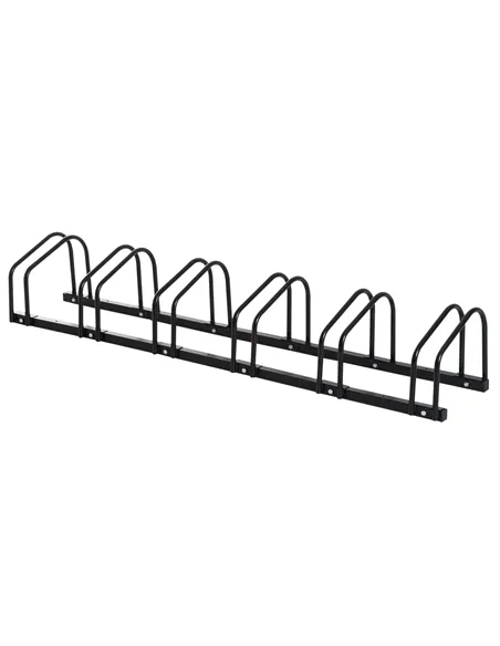 HOMCOM Bike Stand Parking Rack Floor or Wall Mount Bicycle Cycle Storage Locking Stand 179L x 33W x 27H (6 Racks, Black)