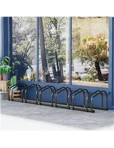 HOMCOM Bike Stand Parking Rack Floor or Wall Mount Bicycle Cycle Storage Locking Stand 179L x 33W x 27H (6 Racks, Black) 2