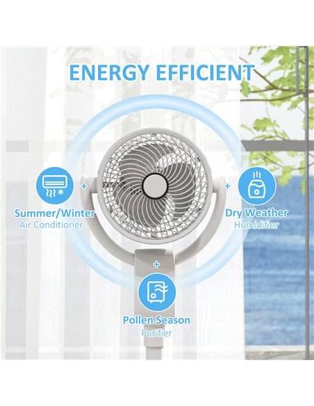 HOMCOM Pedestal Air Circulation Fan with Oscillating, White