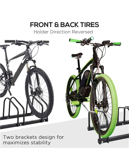 HOMCOM Bike Stand Parking Rack Floor or Wall Mount Bicycle Cycle Storage Locking Stand 179L x 33W x 27H (6 Racks, Black)