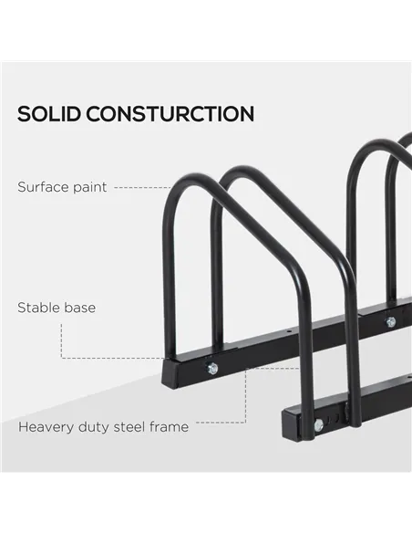HOMCOM Bike Stand Parking Rack Floor or Wall Mount Bicycle Cycle Storage Locking Stand 179L x 33W x 27H (6 Racks, Black)