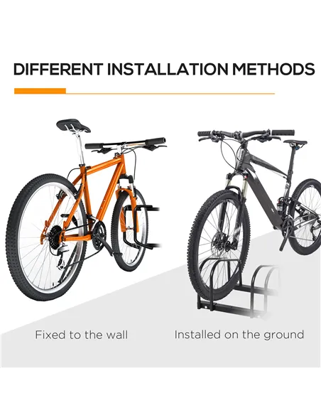 HOMCOM Bike Stand Parking Rack Floor or Wall Mount Bicycle Cycle Storage Locking Stand 179L x 33W x 27H (6 Racks, Black)