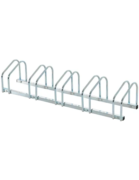 HOMCOM Bike Stand Parking Rack Floor or Wall Mount Bicycle Cycle Storage Locking Stand (5 Racks, Silver)