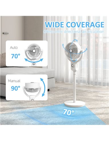 HOMCOM Pedestal Air Circulation Fan with Oscillating, White