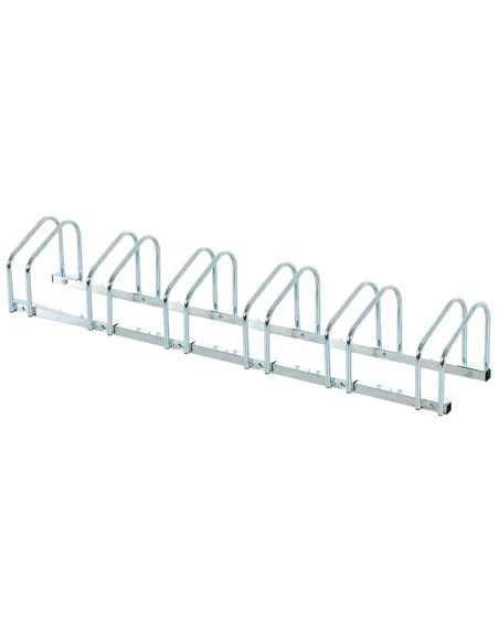 HOMCOM Bike Stand Parking Rack Floor or Wall Mount Bicycle Cycle Storage Locking Stand 179L x 33W x 27H (6 Racks, Silver)