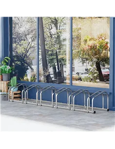 HOMCOM Bike Stand Parking Rack Floor or Wall Mount Bicycle Cycle Storage Locking Stand 179L x 33W x 27H (6 Racks, Silver) 2
