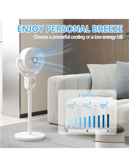 HOMCOM Pedestal Air Circulation Fan with Oscillating, White