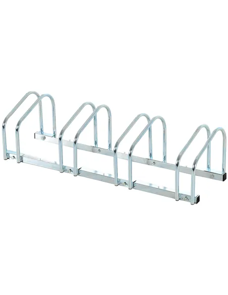 HOMCOM Bike Stand Parking Rack Floor or Wall Mount Bicycle Cycle Storage Locking Stand (4 Racks, Silver)