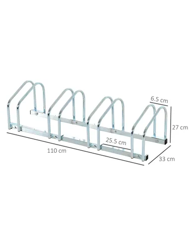 HOMCOM Bike Stand Parking Rack Floor or Wall Mount Bicycle Cycle Storage Locking Stand (4 Racks, Silver)