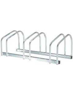 HOMCOM Bike Stand Parking Rack Floor or Wall Mount Bicycle Cycle Storage Locking Stand 76L x 33W x 27H (3 Racks, Silver)