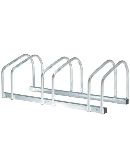 HOMCOM Bike Stand Parking Rack Floor or Wall Mount Bicycle Cycle Storage Locking Stand 76L x 33W x 27H (3 Racks, Silver)