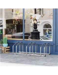 HOMCOM Bike Stand Parking Rack Floor or Wall Mount Bicycle Cycle Storage Locking Stand 76L x 33W x 27H (3 Racks, Silver) 2