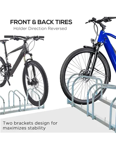 HOMCOM Bike Stand Parking Rack Floor or Wall Mount Bicycle Cycle Storage Locking Stand 76L x 33W x 27H (3 Racks, Silver)