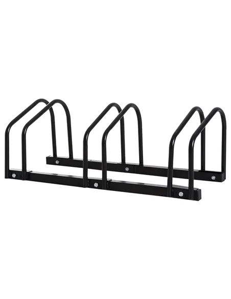 HOMCOM Bike Stand Parking Rack Floor or Wall Mount Bicycle Cycle Storage Locking Stand (3 Racks, Black)