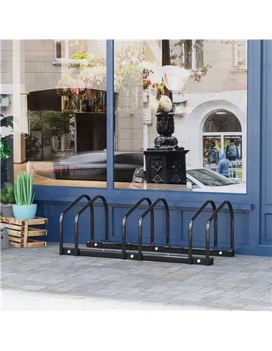 HOMCOM Bike Stand Parking Rack Floor or Wall Mount Bicycle Cycle Storage Locking Stand (3 Racks, Black)