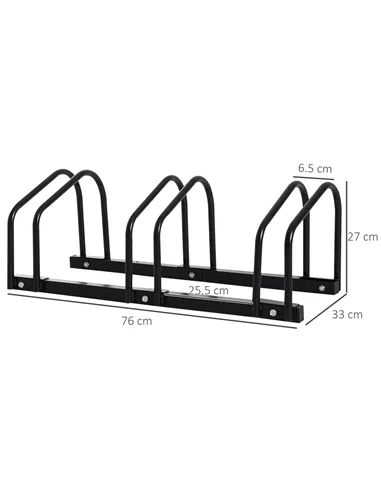 HOMCOM Bike Stand Parking Rack Floor or Wall Mount Bicycle Cycle Storage Locking Stand (3 Racks, Black)