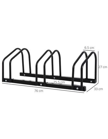 HOMCOM Bike Stand Parking Rack Floor or Wall Mount Bicycle Cycle Storage Locking Stand (3 Racks, Black)
