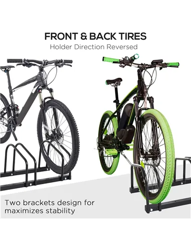 HOMCOM Bike Stand Parking Rack Floor or Wall Mount Bicycle Cycle Storage Locking Stand (3 Racks, Black)