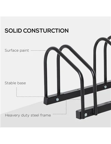 HOMCOM Bike Stand Parking Rack Floor or Wall Mount Bicycle Cycle Storage Locking Stand (3 Racks, Black)
