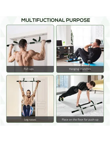HOMCOM Pull-Up Bar for Doorway, Home Fitness Door Horizontal Push up Bar for Indoor Gym Upper Body Workout, Green
