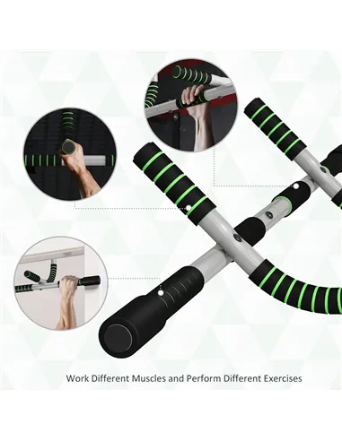 HOMCOM Pull-Up Bar for Doorway, Home Fitness Door Horizontal Push up Bar for Indoor Gym Upper Body Workout, Green