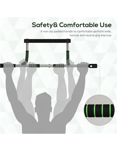 HOMCOM Pull-Up Bar for Doorway, Home Fitness Door Horizontal Push up Bar for Indoor Gym Upper Body Workout, Green
