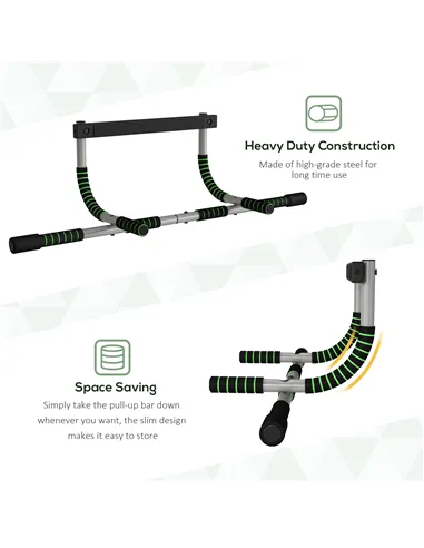 HOMCOM Pull-Up Bar for Doorway, Home Fitness Door Horizontal Push up Bar for Indoor Gym Upper Body Workout, Green