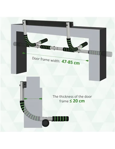HOMCOM Pull-Up Bar for Doorway, Home Fitness Door Horizontal Push up Bar for Indoor Gym Upper Body Workout, Green