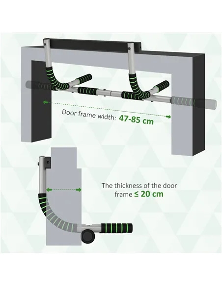 HOMCOM Pull-Up Bar for Doorway, Home Fitness Door Horizontal Push up Bar for Indoor Gym Upper Body Workout, Green